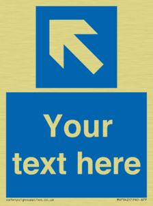 Custom Mandatory directional sign, blue arrow up and left